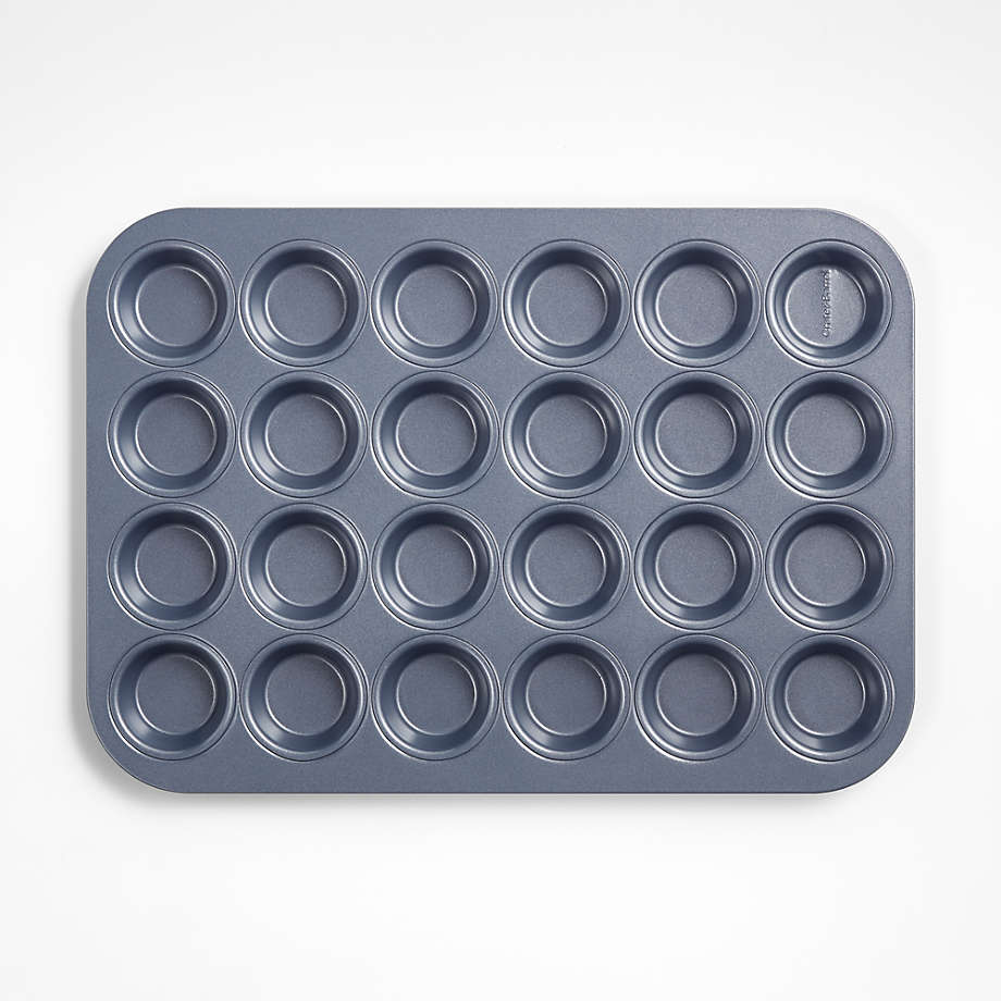 Crate & Barrel Slate Blue 24-Cup Mini Muffin Pan in Blue | Crate & Barrel