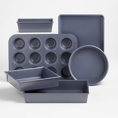 View Crate & Barrel Slate Blue 6-Piece Silicone Nonstick Bakeware Set details