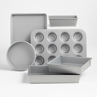 View Crate & Barrel Silver 6-Piece Silicone Nonstick Bakeware Set details
