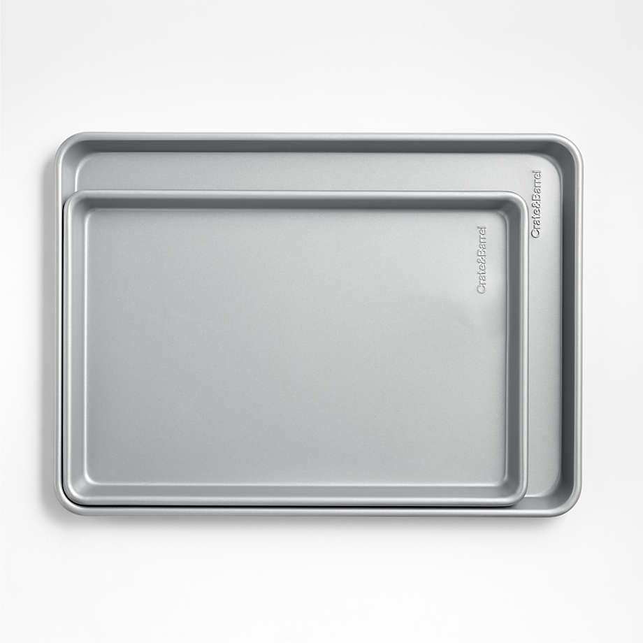 Crate & Barrel Silver Baking Sheets, Set of 2 | Crate & Barrel