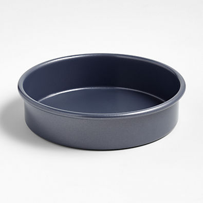 View Crate & Barrel Slate Blue 9" Round Silicone Nonstick Cake Pan details