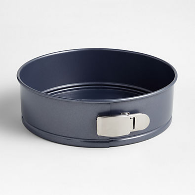 View Crate & Barrel Slate Blue 9" Silicone Nonstick Springform Cake Pan details