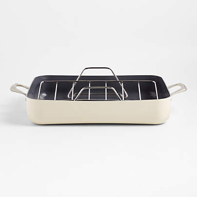 Crate & Barrel EvenCook Core ® Cream Ceramic Roasting Pan