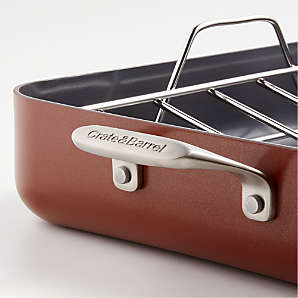 Crate & Barrel EvenCook Core Terracotta Ceramic Roasting Pan