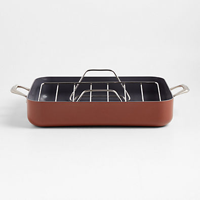 View Crate & Barrel EvenCook Core ® Terracotta Ceramic Roasting Pan details