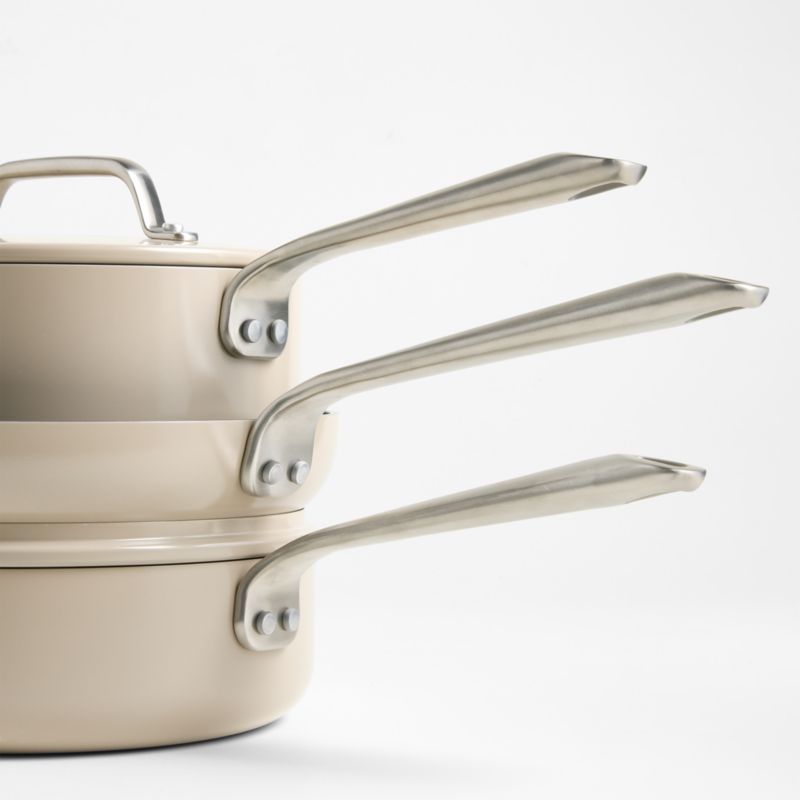 Crate & Barrel EvenCook Ceramic ™ Taupe Ceramic Nonstick 8-Piece Cookware Set with Bonus - image 3 of 4