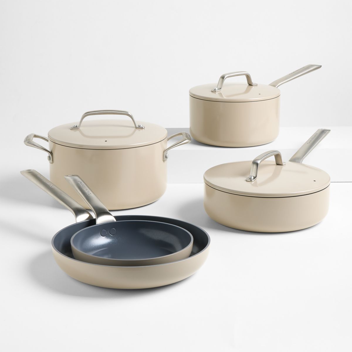 EvenCook Ceramic Nonstick 8-Piece Cookware Set with Bonus — Taupe