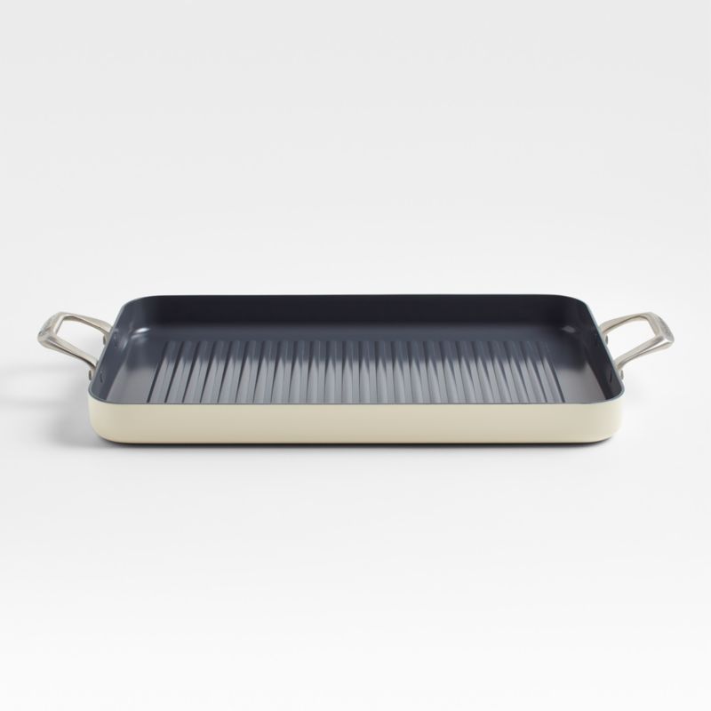 Crate & Barrel EvenCook Ceramic ™ Cream Nonstick Double Burner Grill Pan - image 0 of 3