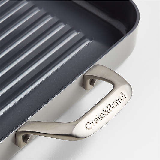 Crate & Barrel EvenCook Ceramic ® Grey Nonstick Double Burner Grill Pan