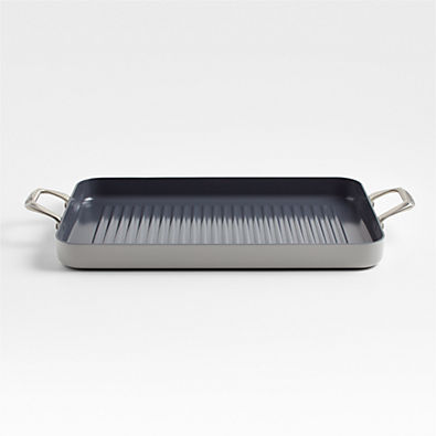 View Crate & Barrel EvenCook Ceramic ™ Grey Nonstick Double Burner Grill Pan details