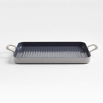 Crate & Barrel EvenCook Ceramic ™ Grey Nonstick Double Burner Grill Pan