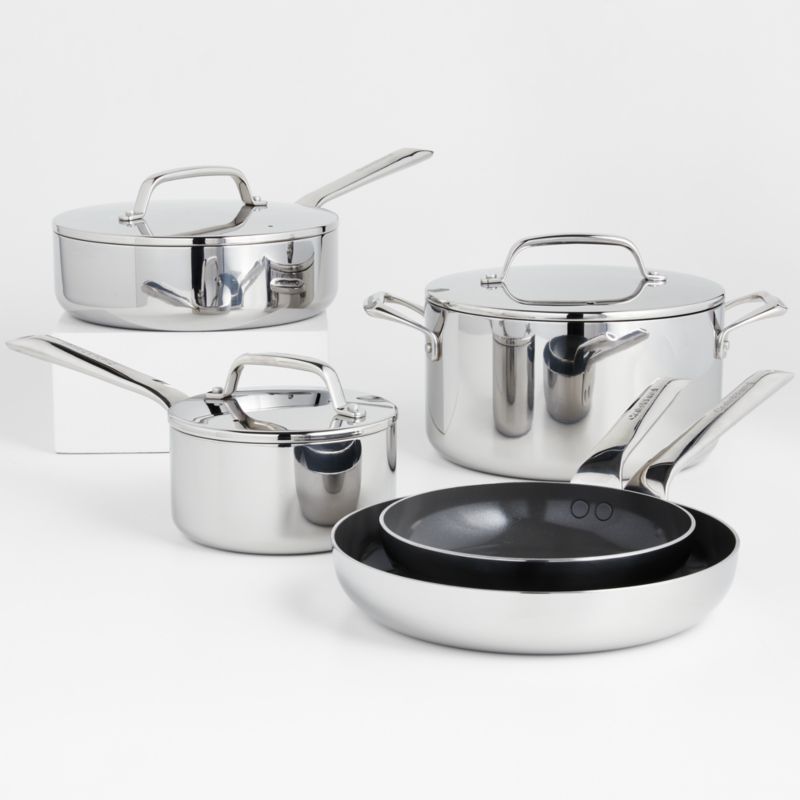 Crate & Barrel EvenCook Ceramic Cream Ceramic Nonstick 8-Piece Cookware Set  with Bonus + Reviews