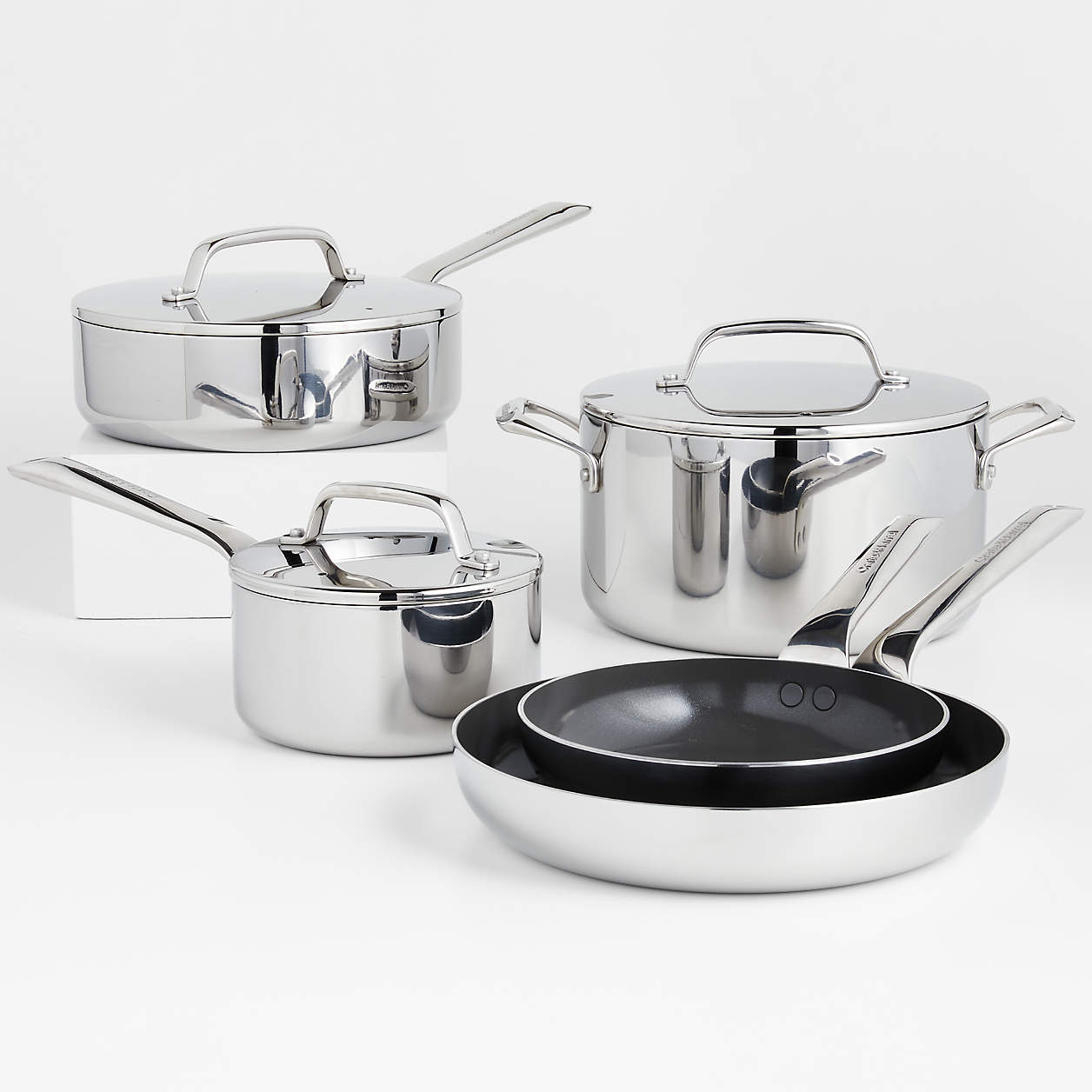 Crate & Barrel EvenCook Core 8-Piece Stainless Steel Cookware Set with ...