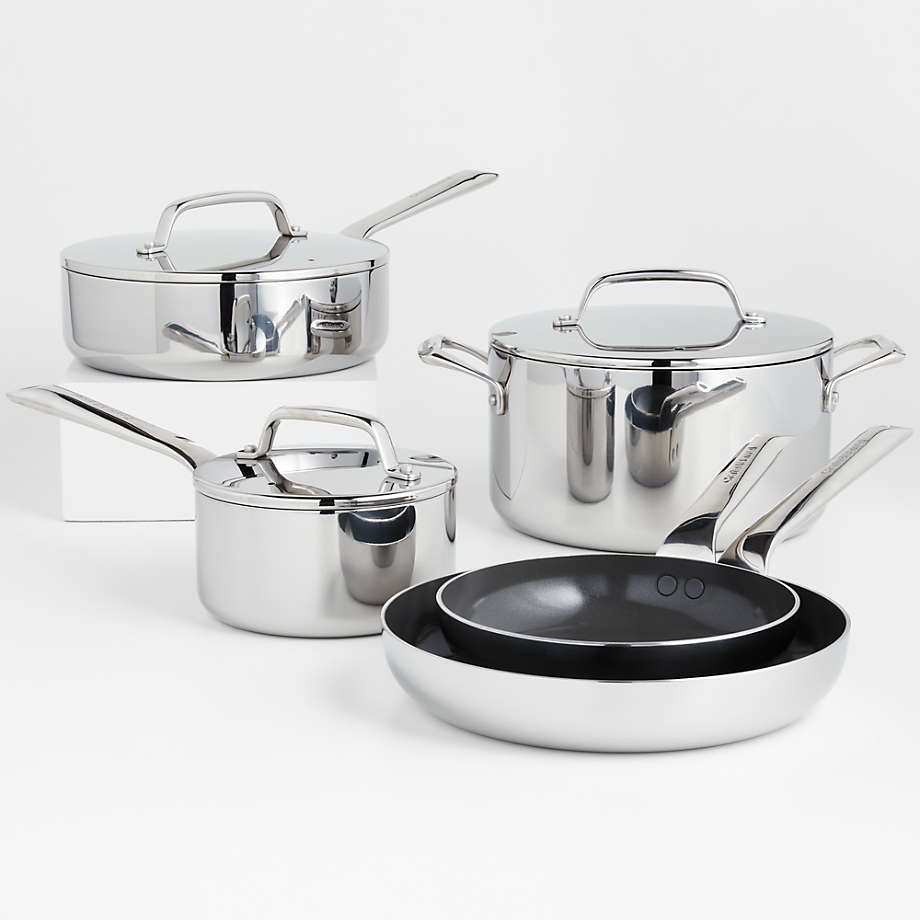 Crate & Barrel EvenCook ® Core 8-Piece Stainless Steel Cookware Set with  Ceramic Non-Stick Frying Pans