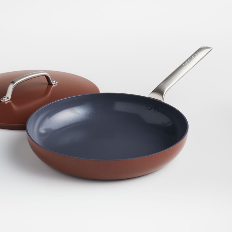 Crate & Barrel EvenCook Ceramic ™ Terracotta Ceramic Nonstick 12" Fry Pan with Lid - image 6 of 10