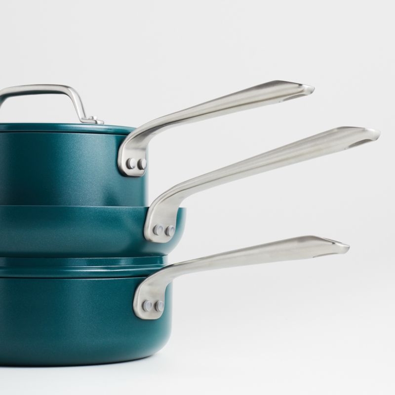 Crate & Barrel EvenCook Ceramic Deep Teal Ceramic Nonstick 8-Piece Cookware  Set with Bonus + Reviews, Crate & Barrel in 2023