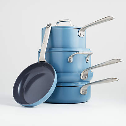 Crate & Barrel EvenCook Ceramic Deep Teal Ceramic Nonstick 8-Piece Cookware  Set with Bonus + Reviews