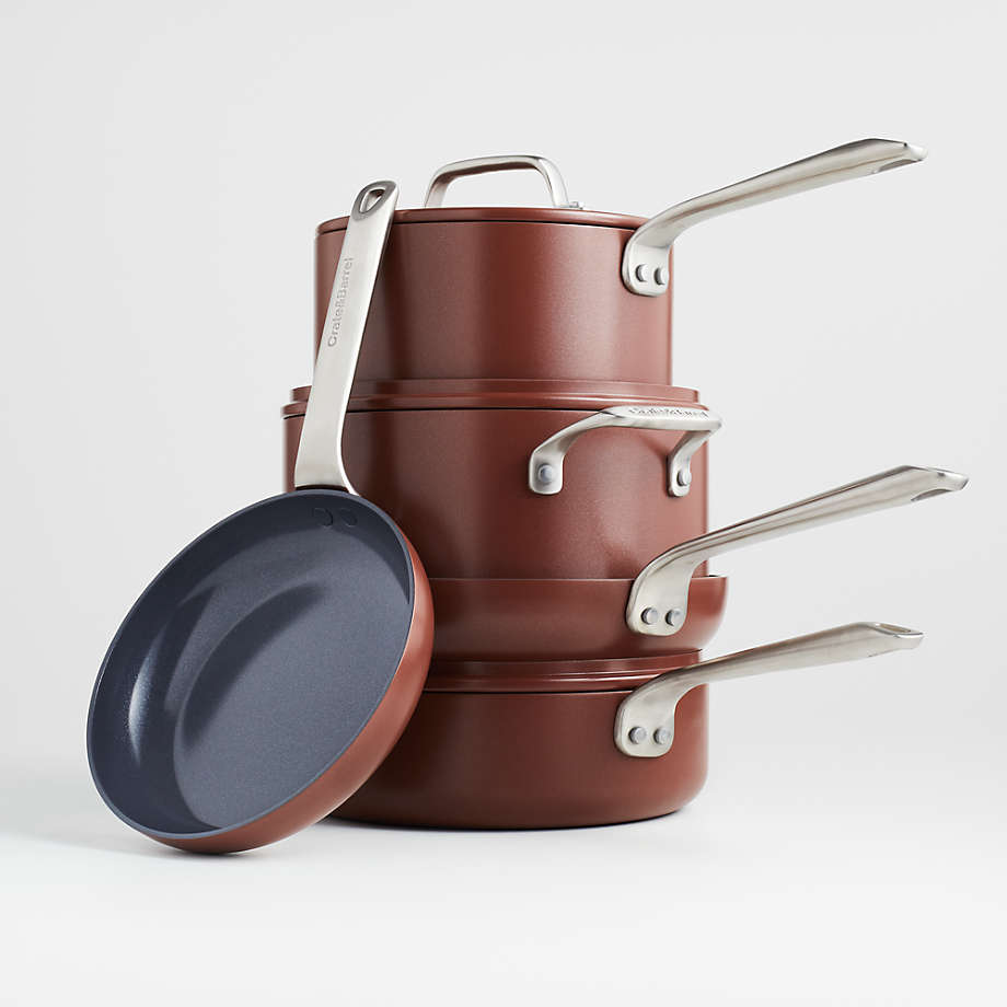 Crate & Barrel EvenCook Ceramic Deep Teal Ceramic Nonstick 8-Piece Cookware  Set with Bonus + Reviews, Crate & Barrel in 2023