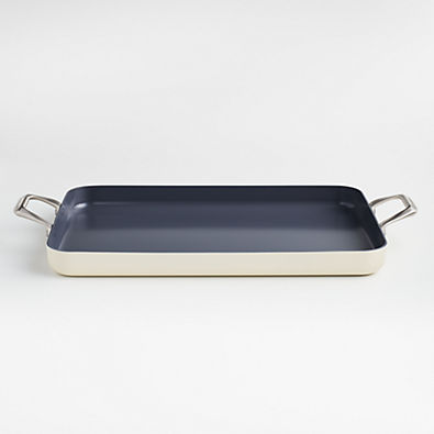 View Crate & Barrel EvenCook Ceramic  Cream Nonstick Double Burner Griddle details