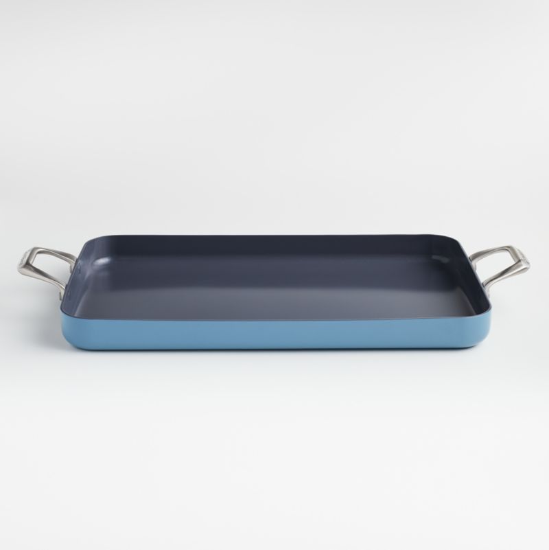 Crate & Barrel EvenCook Ceramic ™ Denim Ceramic Nonstick Double Burner Griddle - image 0 of 2