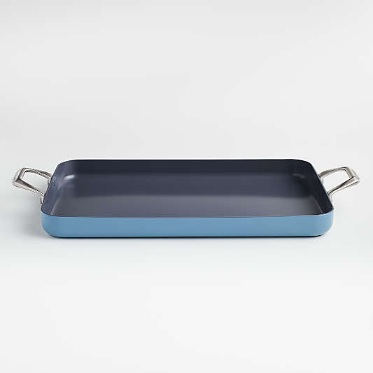 Crate & Barrel EvenCook Ceramic ™ Denim Ceramic Nonstick Double Burner Griddle