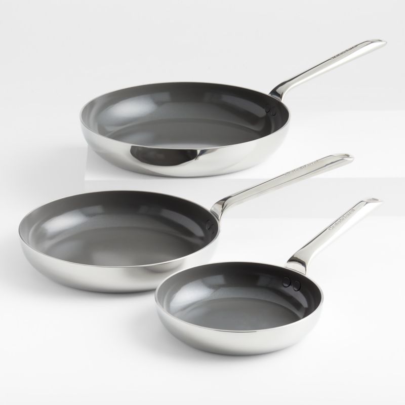 Crate & Barrel EvenCook ® Core 8-Piece Stainless Steel Cookware Set with  Ceramic Non-Stick Frying Pans