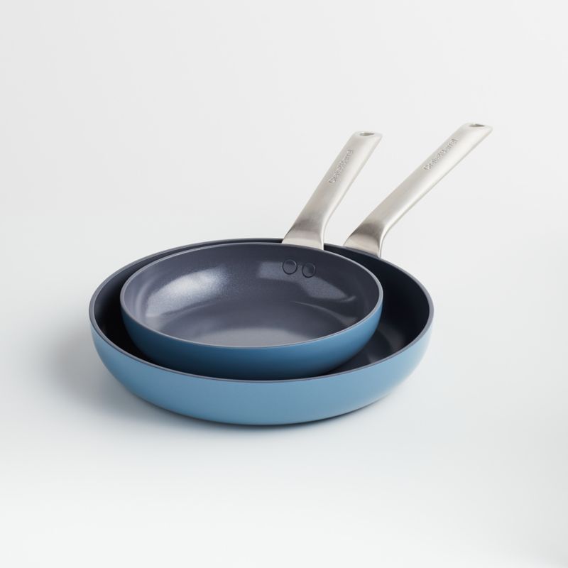 Crate & Barrel EvenCook Ceramic Denim Ceramic Nonstick Fry Pans