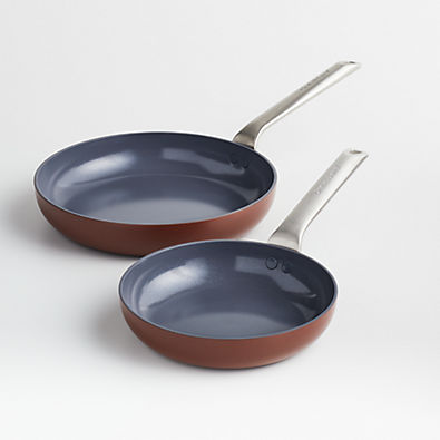 View Crate & Barrel EvenCook Ceramic ™ Terracotta Ceramic Nonstick Fry Pans, Set of 2 details