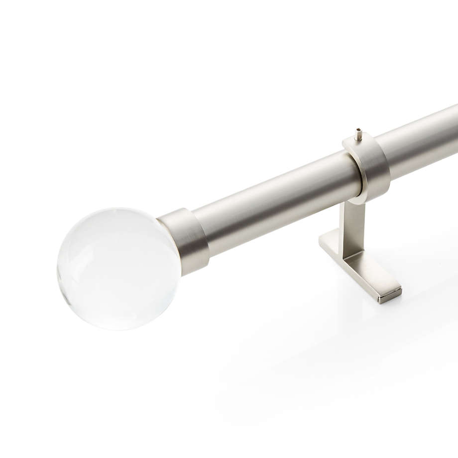 CB Brushed Nickel Glass Globe Finial and Curtain Rod Set 28"48