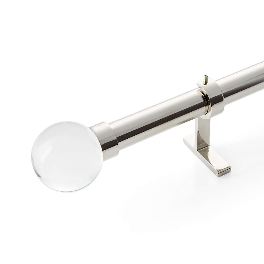 Glass Globe Finial and 1" Polished Nickel Curtain Rod Set 48"88