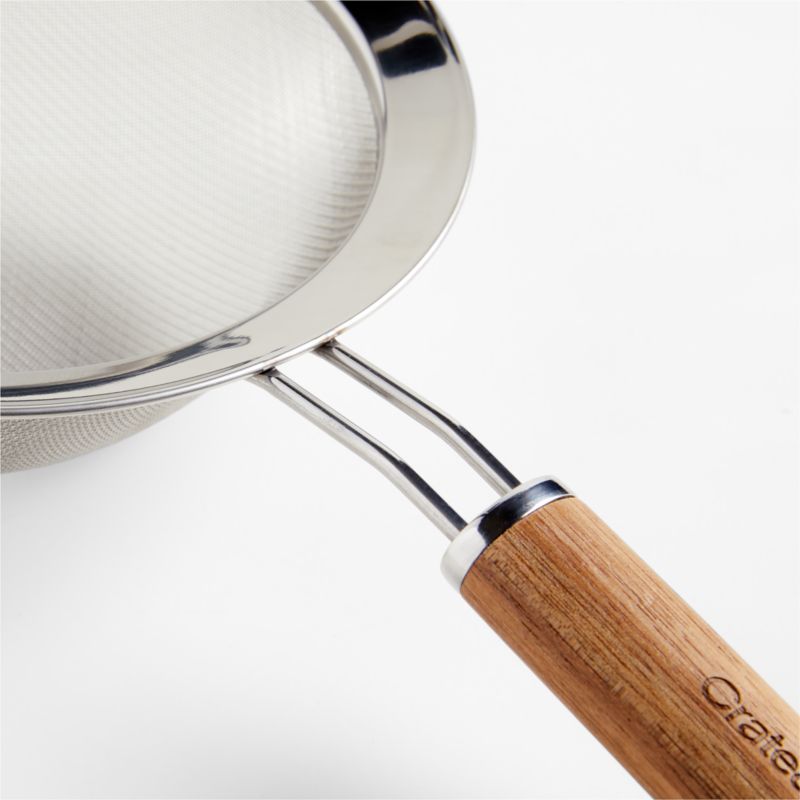 Crate and Barrel 7" Acacia and Stainless Steel Strainer - image 1 of 2