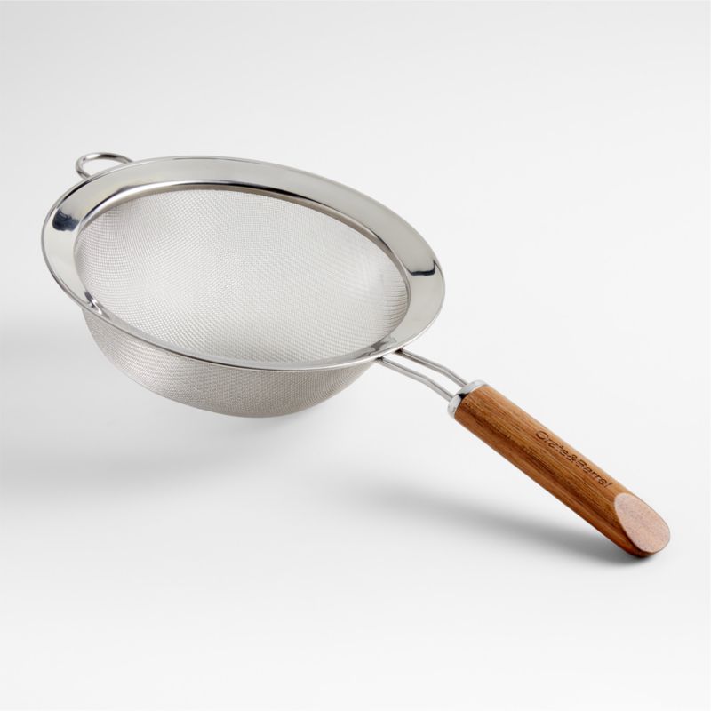 Crate and Barrel 7" Acacia and Stainless Steel Strainer - image 0 of 2