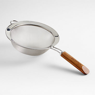 View Crate and Barrel 7" Acacia and Stainless Steel Strainer details