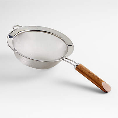 Crate and Barrel 7" Acacia and Stainless Steel Strainer