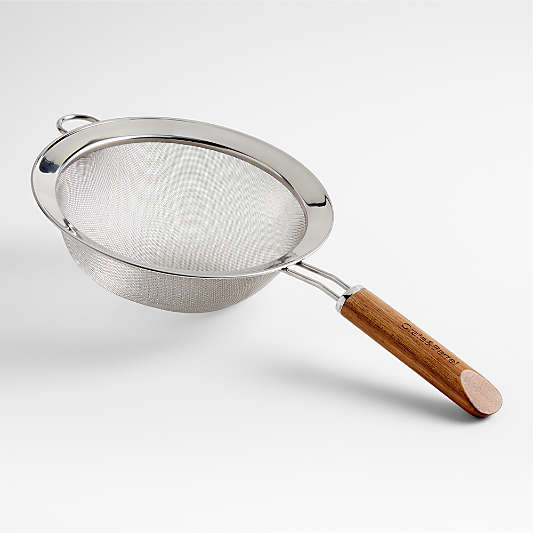 Crate and Barrel 7" Acacia and Stainless Steel Strainer