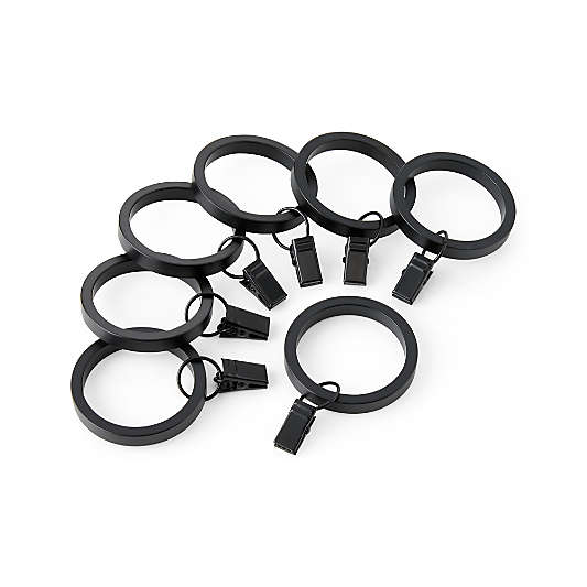 Matte Black 1" Curtain Rings, Set of 7