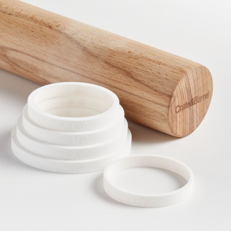 Crate & Barrel Wood Rolling Pin with Measuring Rings - image 3 of 6