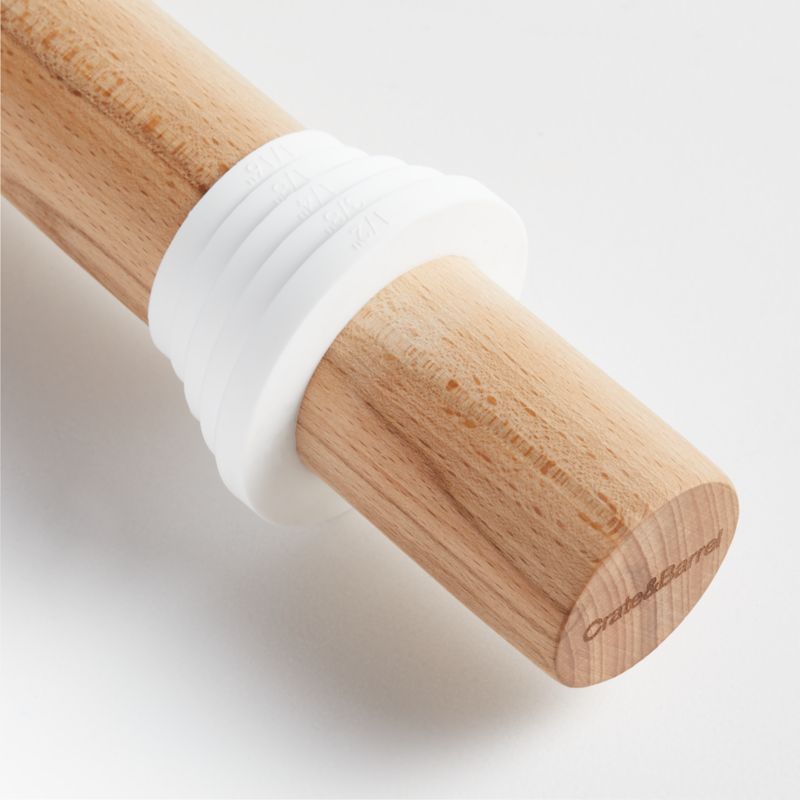 Crate & Barrel Wood Rolling Pin with Measuring Rings - image 4 of 6