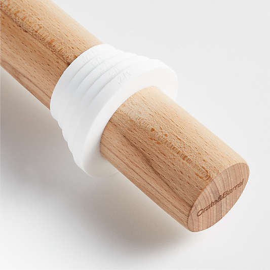 Crate & Barrel Wood Rolling Pin with Measuring Rings