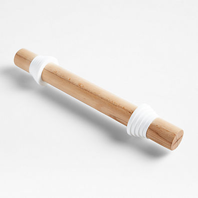 View Crate & Barrel Wood Rolling Pin with Measuring Rings details