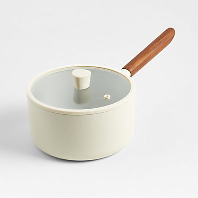 View Crate & Barrel Monterey Cream 3-Qt. Non-Stick Ceramic Saucepan with Lid details