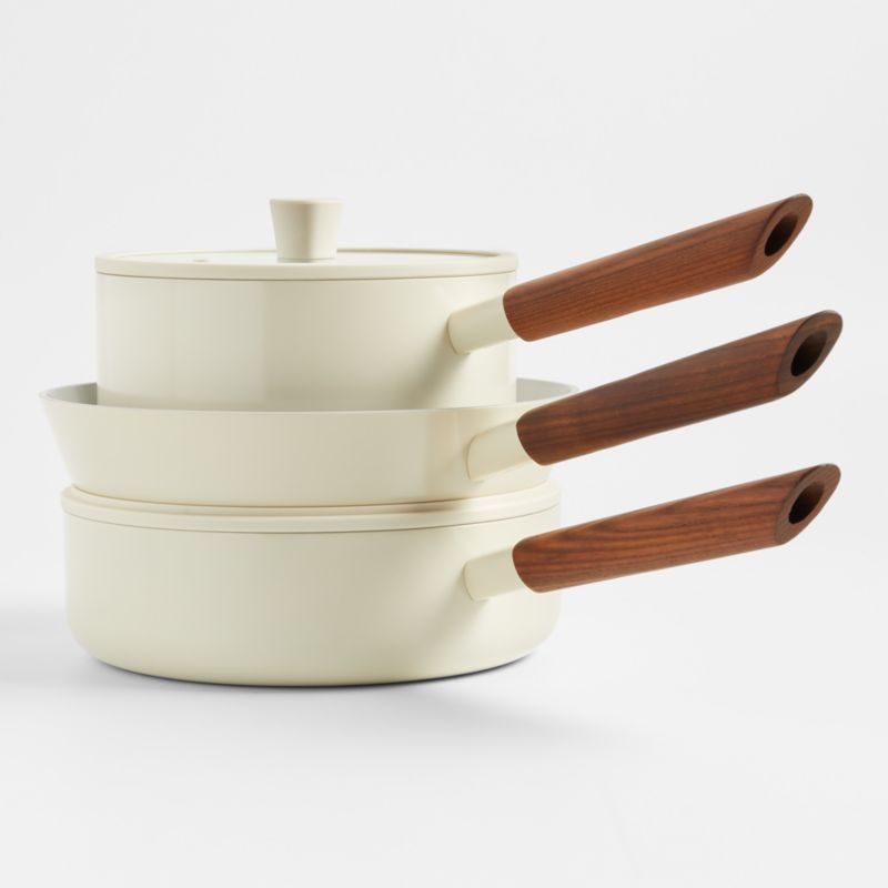 Crate & Barrel Monterey Cream 5-Piece Non-Stick Ceramic Cookware Set