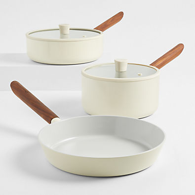 View Crate & Barrel Monterey Cream 5-Piece Non-Stick Ceramic Cookware Set details