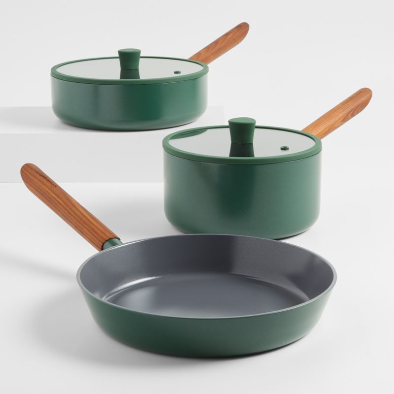 Crate & Barrel Monterey Cypress Green 5-Piece Non-Stick Ceramic Cookware Set