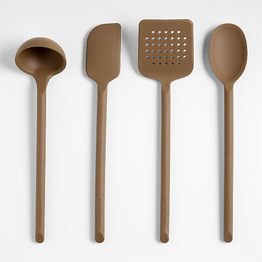 Crate & Barrel Mushroom Brown Silicone Utensils
