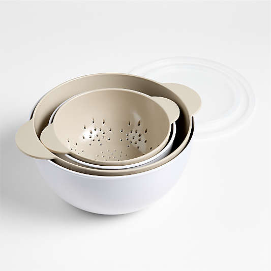 Crate & Barrel Nesting Bowls, Colanders and Lids, Set of 6