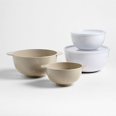 View Crate & Barrel Nesting Bowls, Colanders and Lids, Set of 6 details
