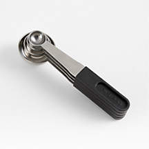 Crate & Barrel Nesting Clip Handle Stainless Steel Measuring Spoons, Set of 4 + Reviews | Crate & Barrel
