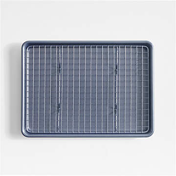 Crate & Barrel Slate Blue Carbon Steel Pizza Pan