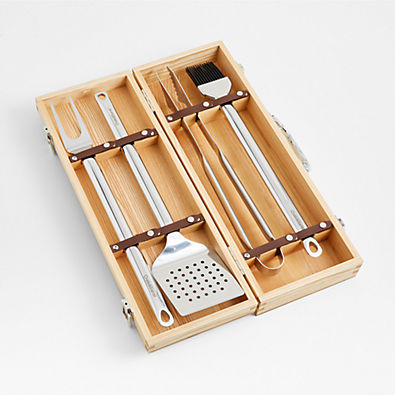 View Crate & Barrel 5-Piece Stainless Steel Grill Tool Set details